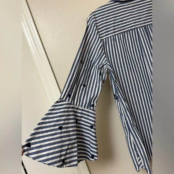 Charter Club relaxed fit navy Striped Button-Up Shirt with Embroidery - Picture 4 of 7